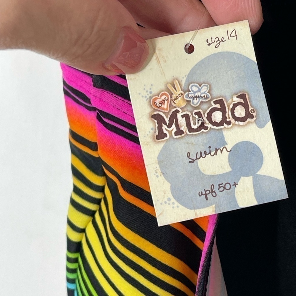 MUDD Kids Swimsuit Top Size 14 Rainbow Print NWT Pool Beach Sun MSRP 34.00 - Picture 3 of 9